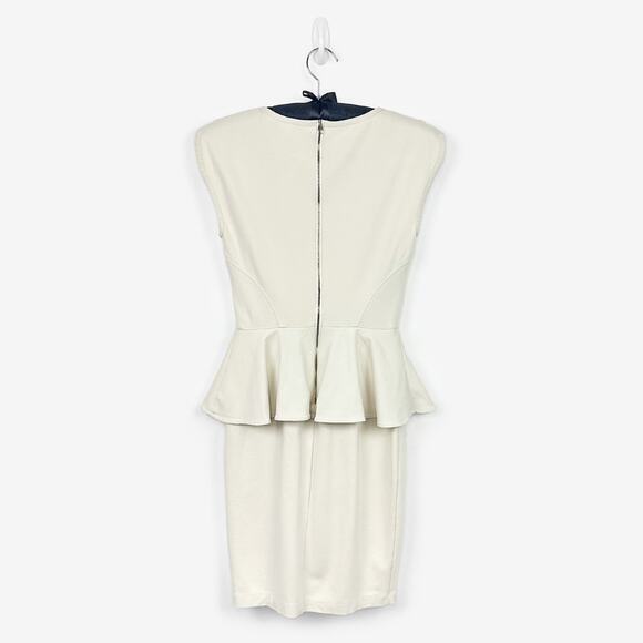 Ted Baker Cammii Peplum Dress US 4 Ivory Preppy Office Old Money Quiet Luxury - Picture 2 of 4